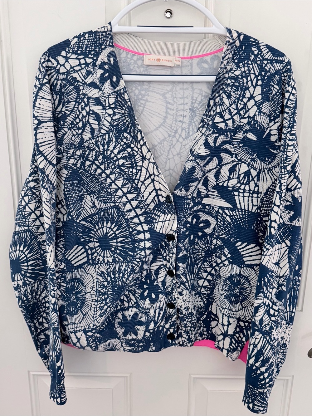 Tory Burch Dream Catcher Cardigan XL | Baltic Sea Blue Pink